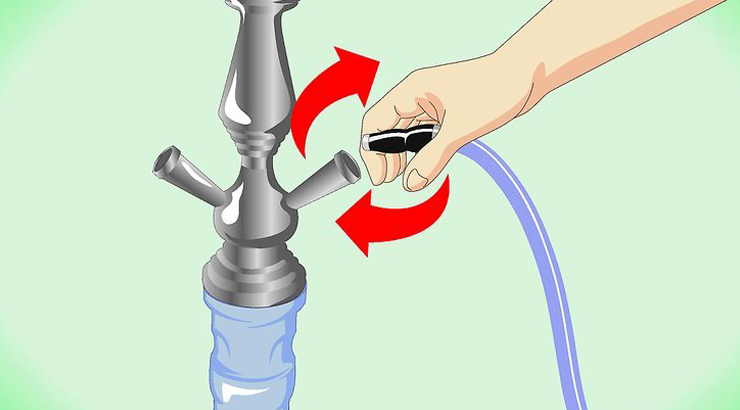Así se retira la manguera suavemente del cuerpo de la cachimba. Así se retira la manguera suavemente del cuerpo de la cachimba.