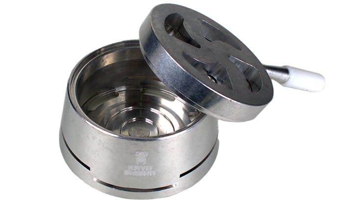 Modelo The Block del gestor de calor Kaya Shisha fabricado en aluminio. Kaya Shishas The Block, gestor de calor para shishas.