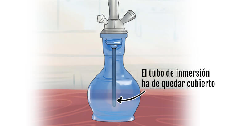 En una cachimba, el tubo de inmersión ha de quedar cubierto.