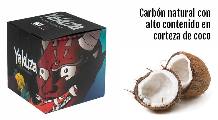 Yakuza, carbón natural con alto contenido en corteza de coco.